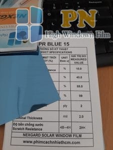 Phim cách nhiệt phản quang màu xanh Pr Blue 15