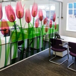 Decal trong dán kính văn phòng, cửa hàng