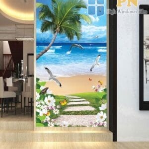 Tranh dán kính biển xanh TR A29