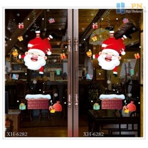 decal trang trí cửa kính hình ông già noel