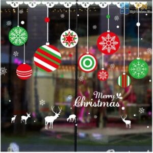 decal trang trí giáng sinh dây treo quả cầu noel sắc màu