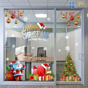 decal trang trí noel ông già noel phát quà