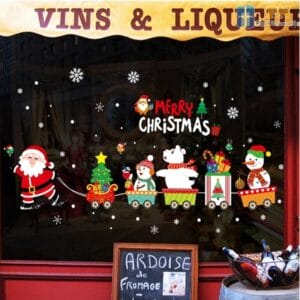 decal trang trí noel ông già noel và đoàn tàu