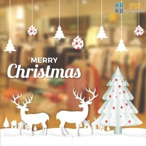 decal trang trí noel tuần lộc đón giáng sinh
